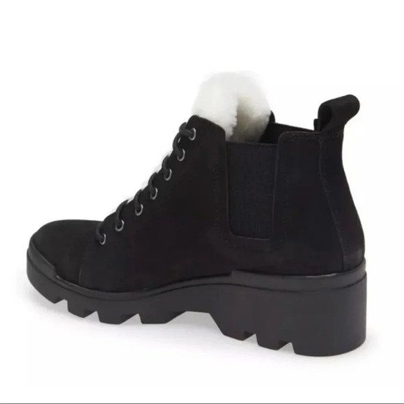 NEW, Eileen Fisher, Calm, Suede Shearling Booties - Picture 2 of 13